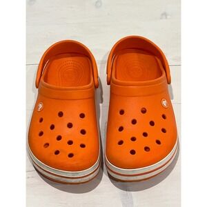 Crocs Classic Clog Bright Orange White Stripe Size 6 M 8 W